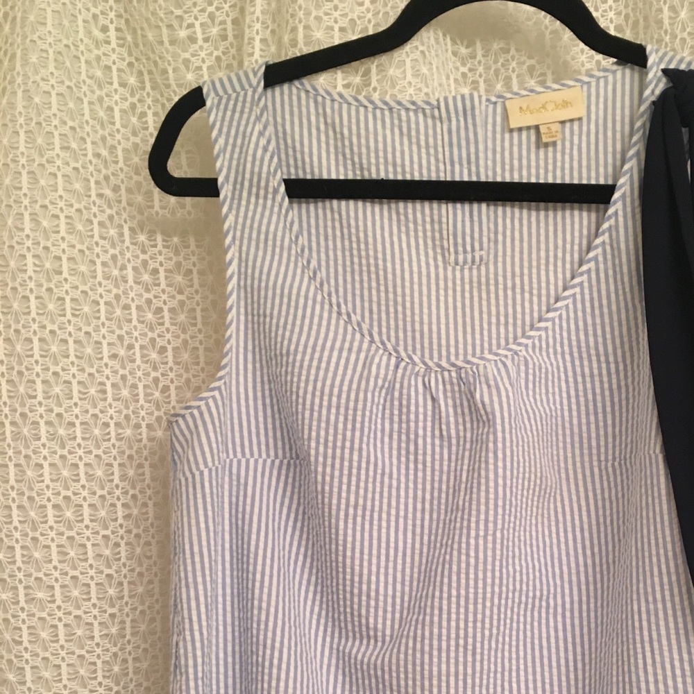 Blue and white striped tank top